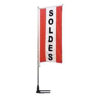 bannière Soldes rouge à bandes latérales