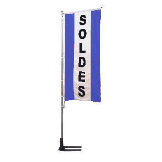 Bannière Soldes bleue à bandes latérales