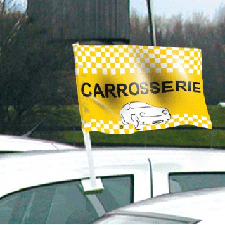 Drapeau carrosserie jaune de vitre automobile