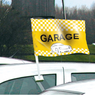 Drapeau garage jaune de vitre automobile