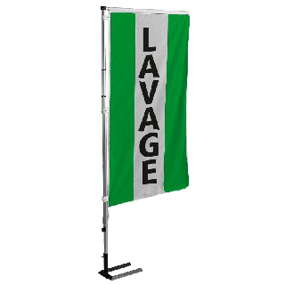 Kit mât et drapeau LAVAGE Vert à bandes latérales 5.5 m de travers
