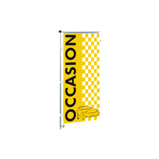 Kit mat et drapeau occasion éco jaune et noir à damiers 4 m