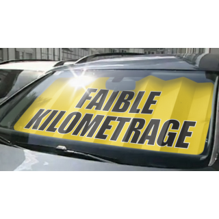 Panneau pare-brise VITRAFLASH faible kilométrage jaune en situation