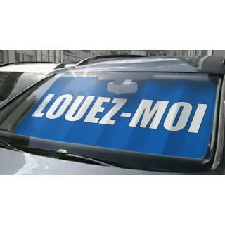 Panneau pare-brise VITRAFLASH Louez-moi en situation coloris bleu