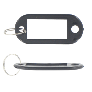 Porte clef noir avec étiquette