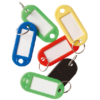 Porte clef assortiment de couleurs avec étiquette le lot de 20