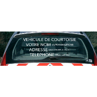 Autocollant Lunette arrière véhicule de courtoisie personnalisé