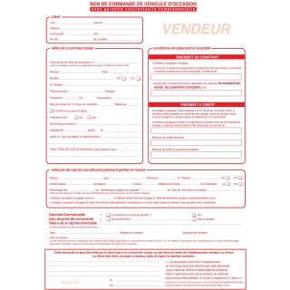 Liasse d'un Carnet bon de commande véhicules occasions 25 liasses
