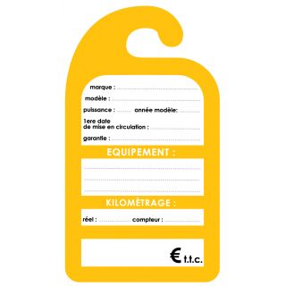 Affiche de prix rétroviseur carton coloris jaune