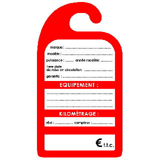 Affiche de prix rétroviseur en carton coloris rouge les 10 ex