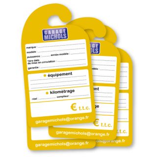 Affiche de prix rétroviseur en carton personnalisée les 500 ex