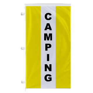 Bannière Camping jaune à bandes latérales