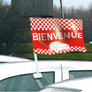 Drapeau bienvenue rouge de vitre automobile