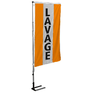 Kit mât et drapeau LAVAGE Orange à bandes latérales 5.5 m