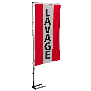 Kit mat et drapeau Lavage rouge à bandes latérales 5.5 m de travers