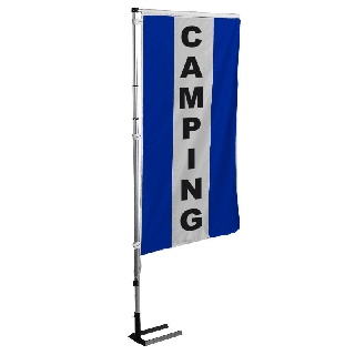 Kit mat et drapeau Camping bleu à bandes latérales 4 m