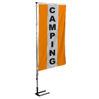 Kit mat et drapeau Camping orange à bandes latérales 4 m