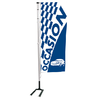 Kit mat et drapeau Occasion bleu à damiers 5.5 m