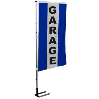 Kit mat et drapeau garage bleu à bandes latérales 5.5 m