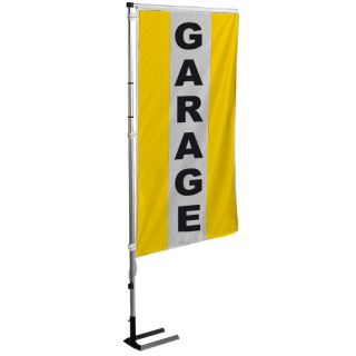 Kit mât et drapeau Garage jaune à bandes latérales 5.5 m