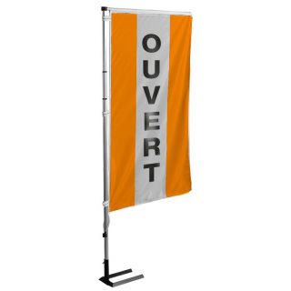 Kit mat et drapeau ouvert orange à bandes latérales 4 m