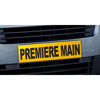 Cache plaque d'immatriculation avantage Première Main jaune et noir