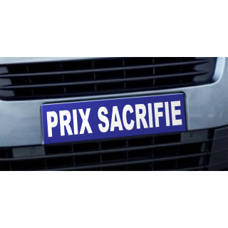 Cache plaque d'immatriculation Avantage Prix Sacrifié bleu