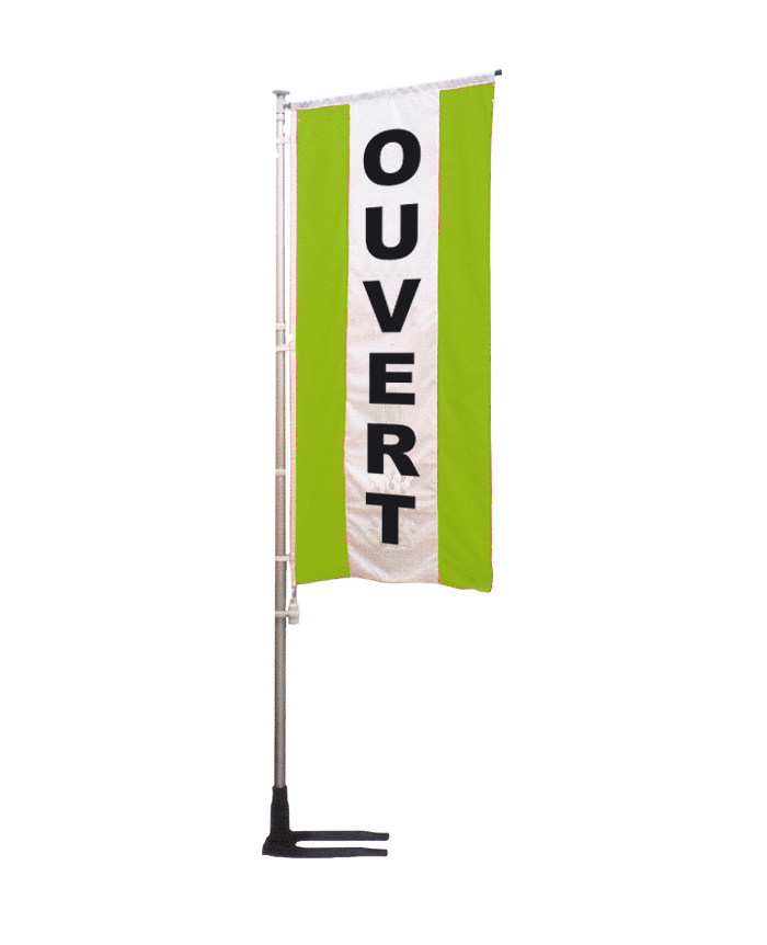 Kit mat et drapeau ouvert vert à bandes latérales 4 m