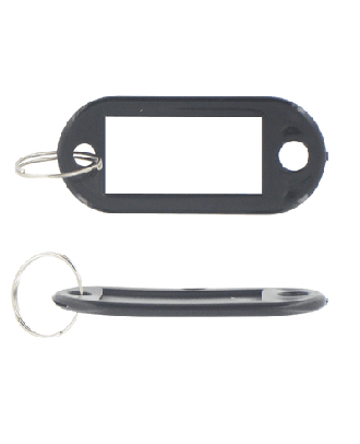 Porte clef noir avec étiquette