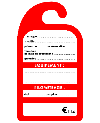 Affiche de prix rétroviseur en carton coloris rouge les 10 ex