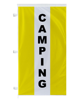 Bannière Camping jaune à bandes latérales