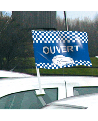 Drapeau ouvert bleu de vitre automobile