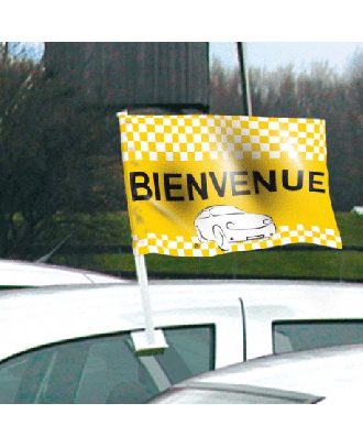 Drapeau bienvenue jaune de vitre automobile