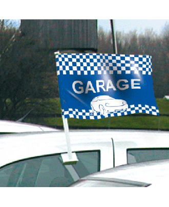 Drapeau garage bleu de vitre automobile