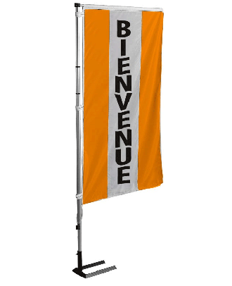Kit mat et drapeau bienvenue orange à bandes latérales 4 m
