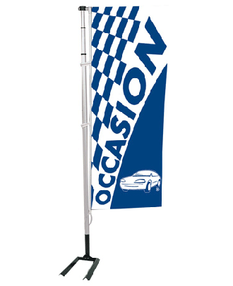Kit mat et drapeau Occasion bleu à damiers 4 m