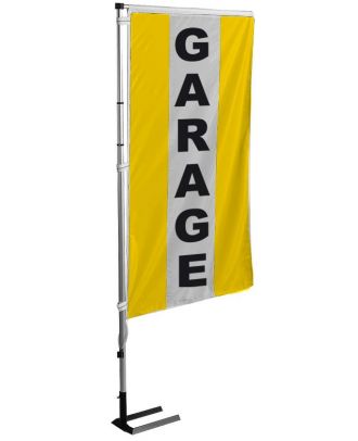 Kit mât et drapeau Garage jaune à bandes latérales 5.5 m