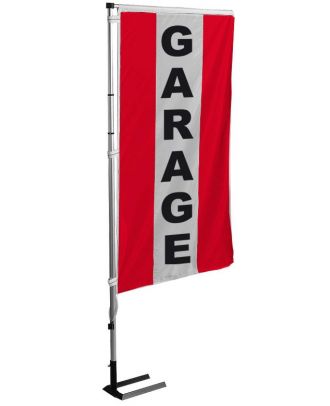 Kit mât et drapeau Garage rouge à bandes latérales 5.5 m