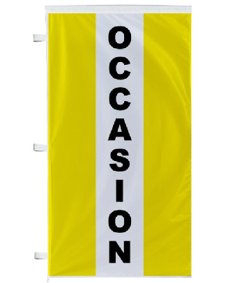 Drapeau occasion jaune à bandes latérales