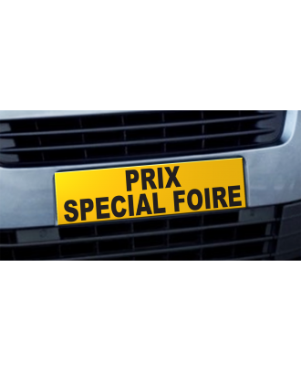 Cache plaque d'immatriculation avantage Prix Spécial Foire jaune et noir