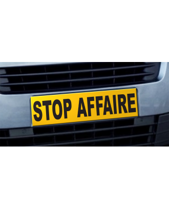 Cache plaque d'immatriculation avantage Stop Affaire jaune et noir